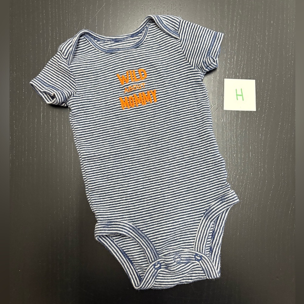 ⭐️5/$10.00⭐️-Carter's 3m “Wild About Mommy” Striped Onesie